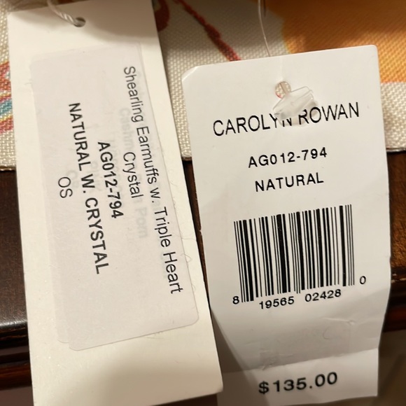 Shearling Earmuffs with triple heart crystals. New with Tag, Natural white. - Picture 5 of 5